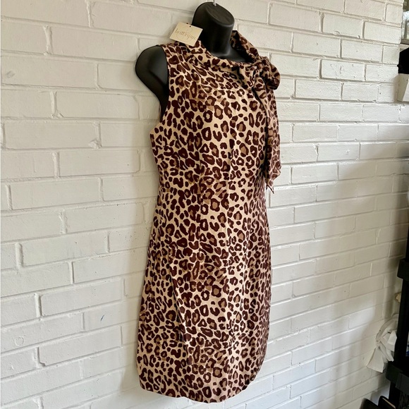 Britt Ryan 100% Silk Leopard Print Sleeveless Sheath Dress, SZ 10 NWT - Picture 2 of 11